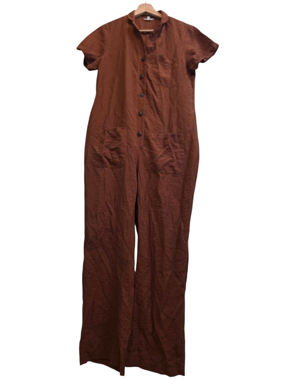 Bridge & Burn Lightweight Brown Cargo Shortsleeve Jumpsuit Size S No Fabric Tags